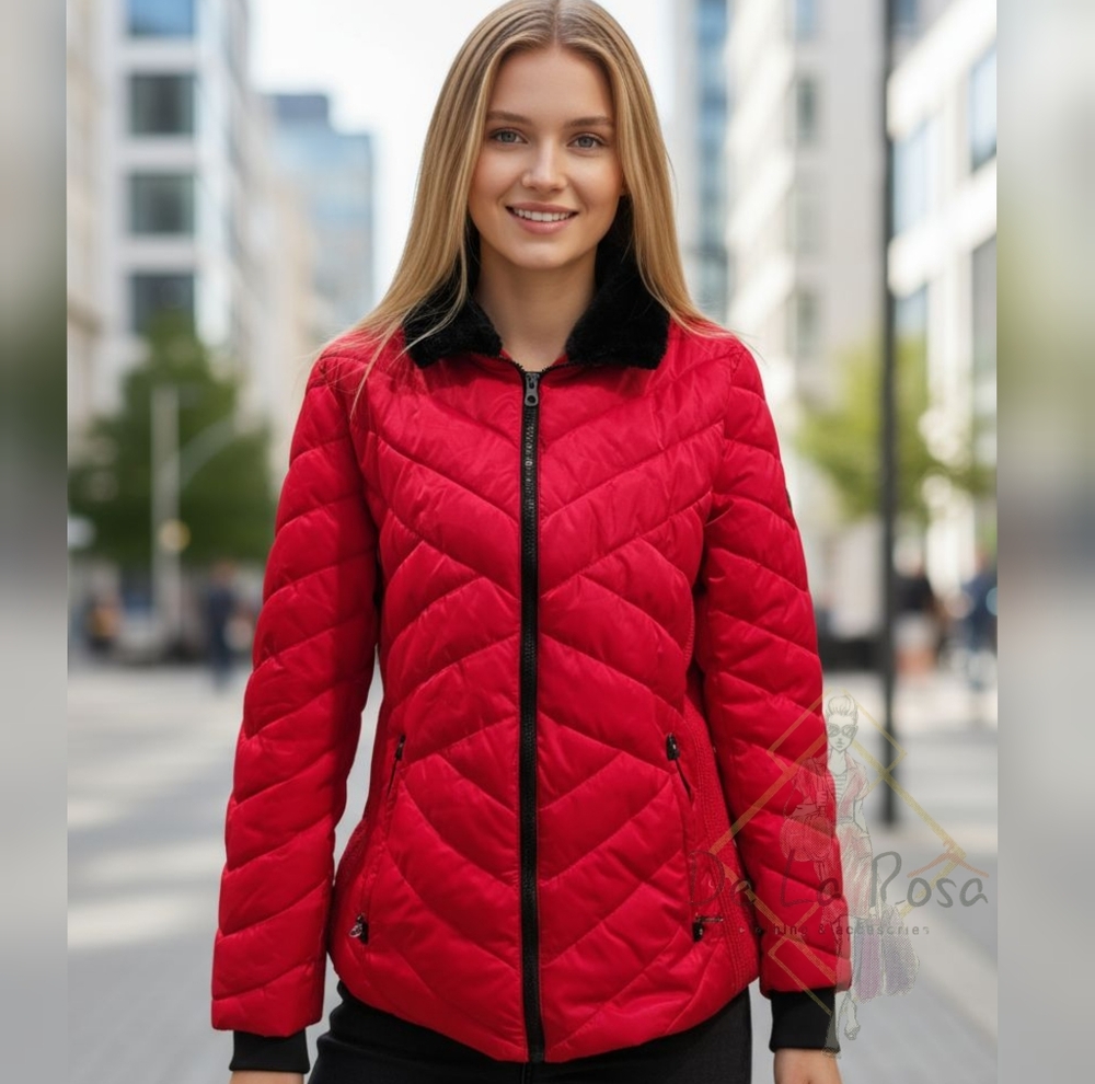 Women's Nautica Red Quilted Jacket- XL